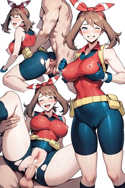 Red-Shirted Beauty With One Eye Closed in Seductive Hentai AI Image