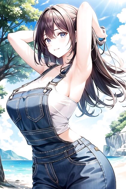 Casual Overalls Spread Wide at Parks and Beaches in naughty Hentai AI Image