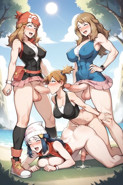 Misty's Futanari Body and GiantDick in Steamy Hentai AI Image