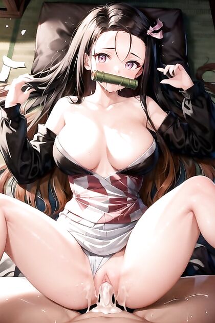 Nezuko from Demon Slayer Enjoying Krempei and Missionary Positions in Hentai Hentai AI Image