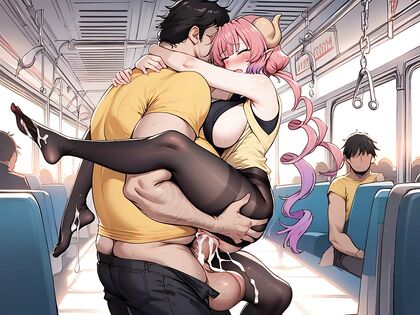 Big Ugly Fat Man Rips Black Tight Long Pants for Busty Hentai Pleasure