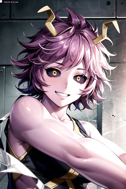 Smirking Mina Ashido from My Hero Academia flashes her chest in steamy Hentai AI Image