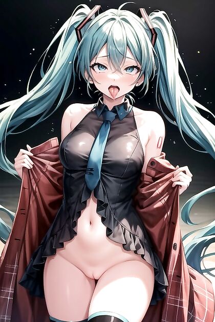 Haizune Miku Watches You Intensely in Exhibitionist Hentai AI Image