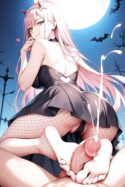 Zero Two's Pink-Haired Seduction - A Captivating Footjob Hentai Experience