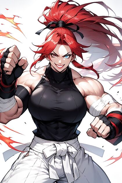 Red-Haired Beauty with Gigantic Arms inMind-Blowing Hentai AI Image