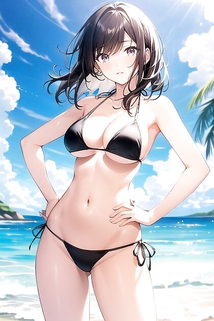 Hands on Hips Bikini SlingSHOT Captured in Busty Hentai AI Image