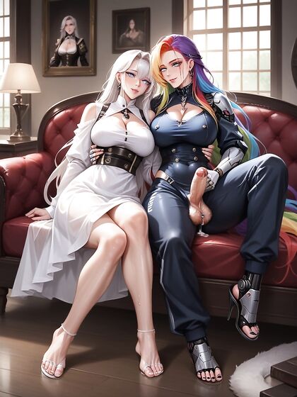 Cyborg Futanari with Bulging Muscles and Chest Hair in Steamy Hentai AI Image