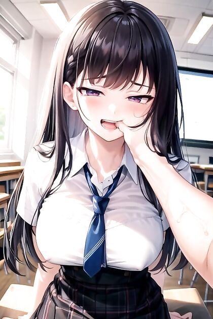 Blonde Braid Beauty Enjoying Noon Pleasure in Hentai AI Image