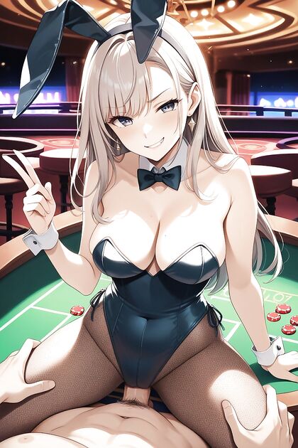 in Bunny Suit with Medium Breasts Enjoying Steamy Hentai AI Image