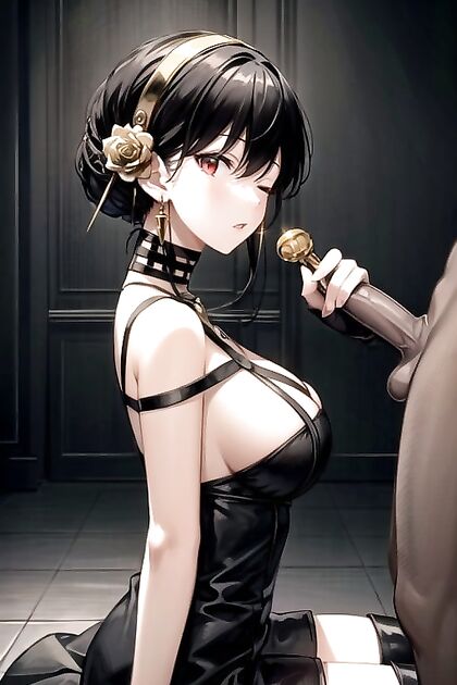 Yor Forger from Spy x Family Gives an Intense Blowjob in Third-Person Hentai AI Image