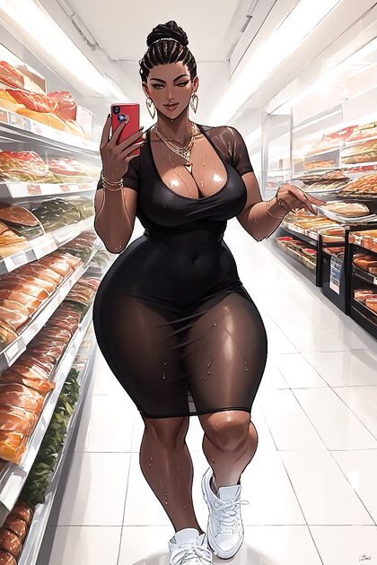 Model with Hyper Thighs and Love Hearts in Sultry Hentai AI Image