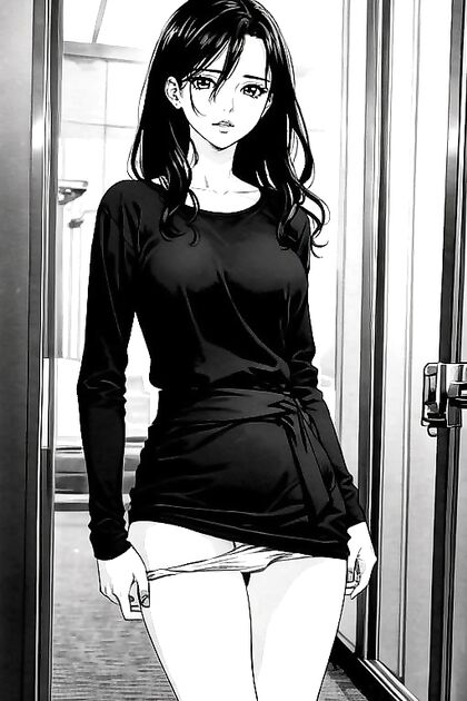 Black-and-White Manga Style Solo Hentai AI Image