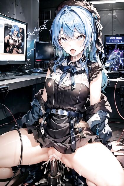 Cumming Hard While Undressing in Ahegao Hentai AI Image