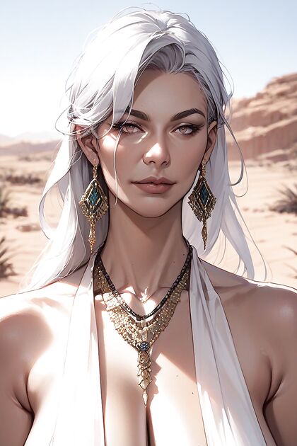 Natural Boobs Gleam with Necklace in Desert Hentai Fantasy