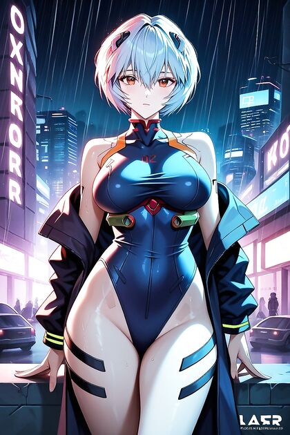 Cyberpunk Hacker in Ultra-Detailed Cityscape for Intense Hentai AI Image