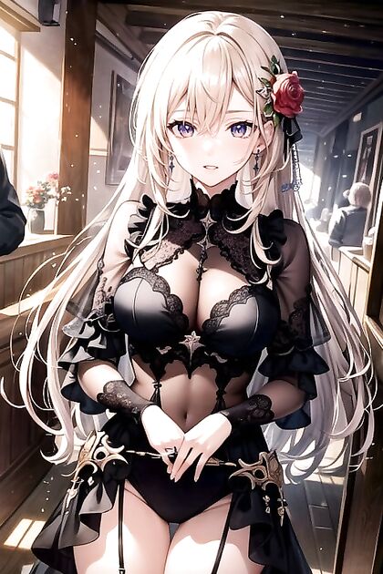 Ahegao, Oily Skin Tease and Strip in Seductive Hentai AI Image
