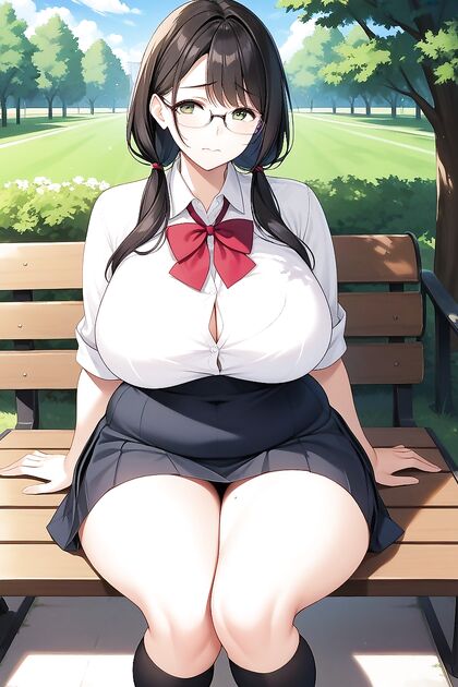 Glasses-Wearing in White Blouse Tempts You in Steamy Hentai AI Image