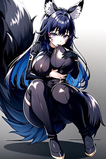 Delta from Eminence in the Shadow Fully Grown Self Nipple Sucking Hentai AI Image