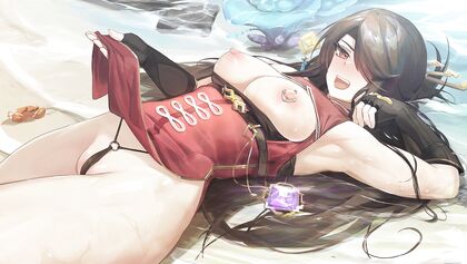 Holy shit!, Beibei is smokin’ hot in this hentaified XXX pic of her luscious curves oozing with sensuality as she frolicsBy The Beach