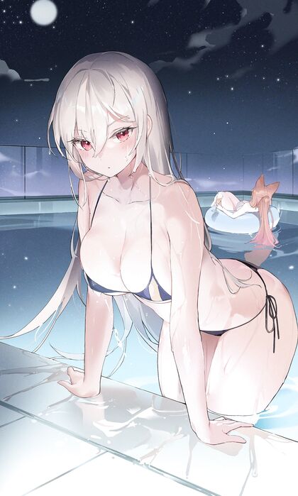 Horny as Fuck Chick Gets Wet n Wild in Hidden Night-Time Swimming Session by ThePool