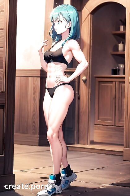 Bulma from Dragon Ball Z Stands Seductively in Side View Hentai AI Image
