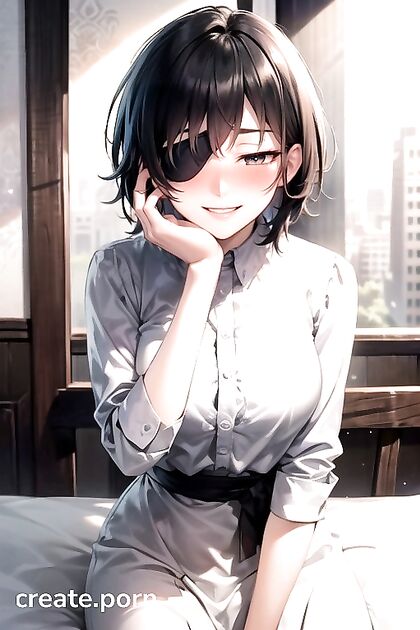 Blushing Mischievously - A Seductive Waist-Up Hentai Experience