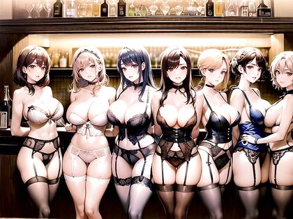 Five Girl 18+s in Nyons and Garter Belts at the Bar inWarm Color Hentai Masterpiece