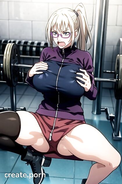 Maki Zenin Flexes Her Muscles in a Hot Gym Hentai Session