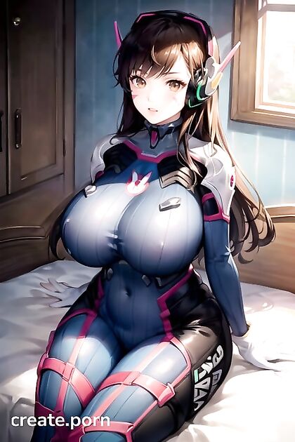 D'Va from Overwatch Gets Intimate in a Steamy Bedroom Hentai AI Image