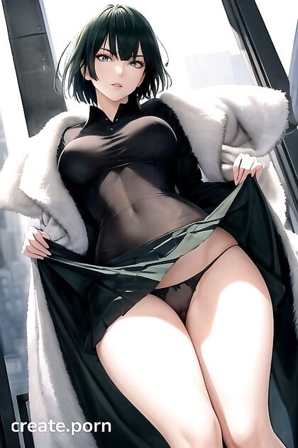 Fubuki from One Punch Man Teases in Full-body Skirt Lifting Hentai AI Image
