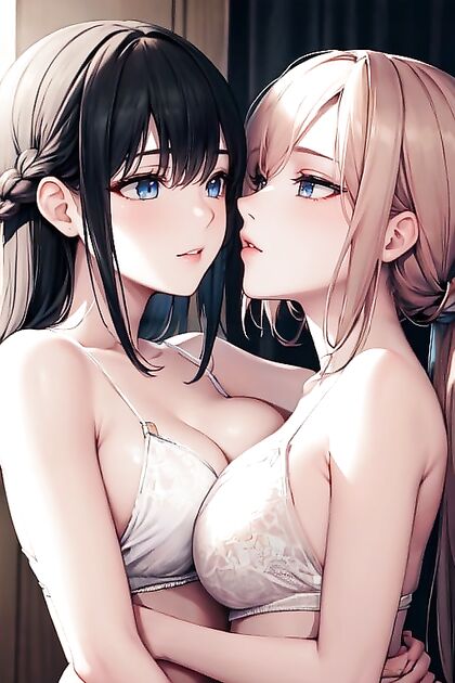 Passionate Girl 18+s Kissing in Seductive Hentai AI Image