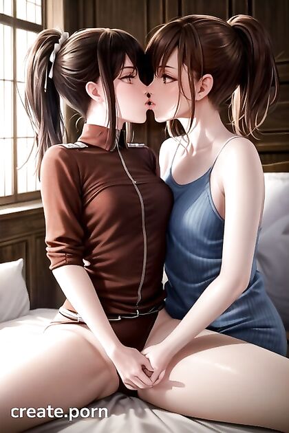 Two Girl 18+s Explore Passionate Kisses in Bed for Intense Hentai Pleasure
