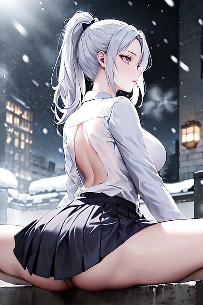 Sensual Side Views of 20s Girl 18+ with Medium Breasts in Erotic Hentai AI Image