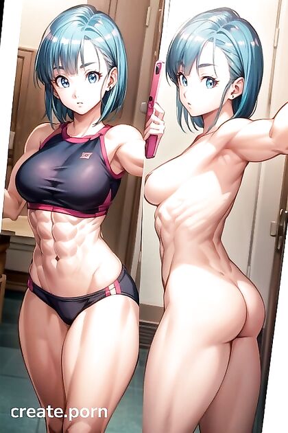 Bulma from Dragon Ball Z Takes Sexy selfies in Split-Screen Hentai AI Image