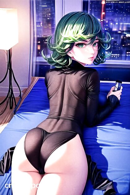Tatsumaki from One Punch Man Seduces in Ultra-Detailed Elbow Bra Hentai AI Image