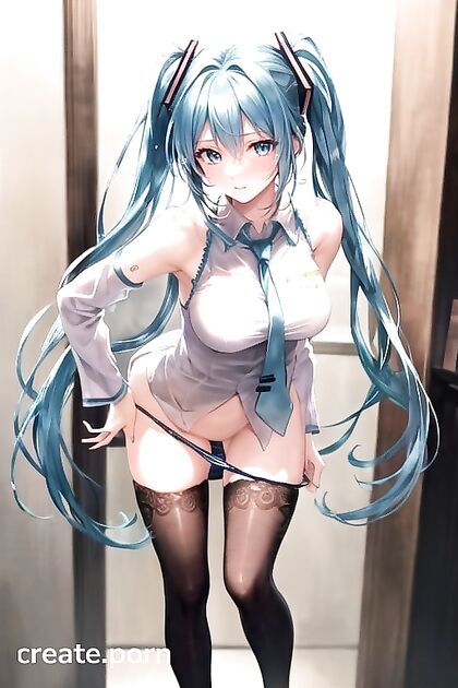 Hatsune Miku Blushes Intensely While Staring at You in This Hentai AI Image