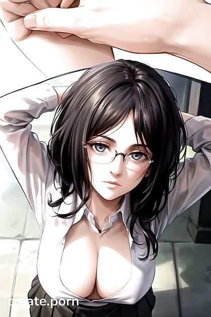 Teacher Unbuttons Her Blouse for a Steamy Close-Up Hentai AI Image