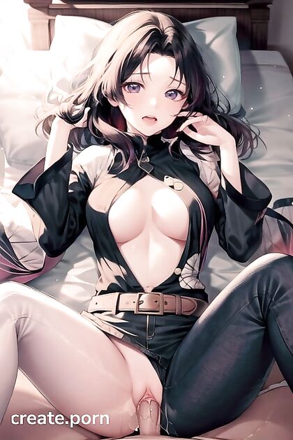 Intimate Face Touching and Breasts Squeezing in Seductive Bed Hentai AI Image