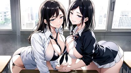 Horny Large-Breasted Girl 18+s Get Intimate in Steamy Hentai AI Image