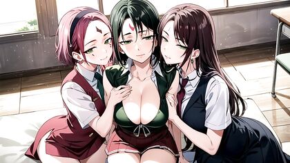 Horny Sakura from Naruto Hugs and Teases in Seductive Hentai AI Image