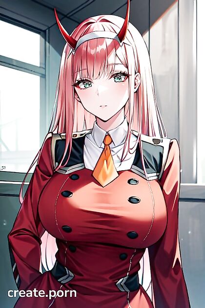 Zero Two from Darling in the FranXX Seduces in Office Shirt with Rounded Breasts
