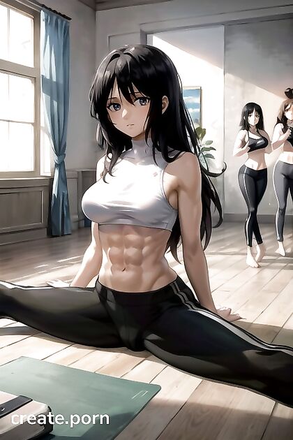 Muscular Dude in Bra and Yoga Pants for Steamy Hentai AI Image