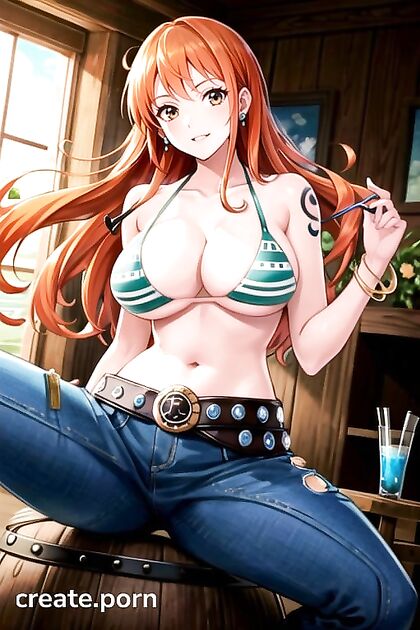 Nami from One Piece Explores Futanari Fantasies in Steamy Hentai Hentai AI Image
