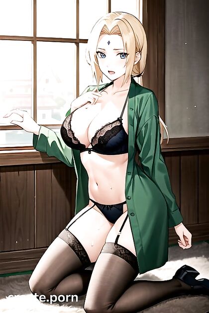 Tsunade from Naruto Seduces in nylon stockings and lingerie for naughty hentai fun