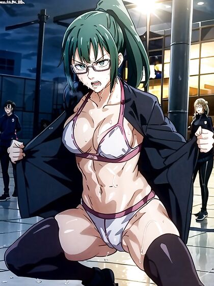 Green-Haired Teen 18+ with Perfectly Perky Breasts in Sensual Hentai AI Image