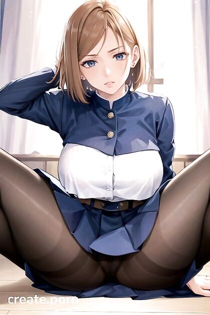 Kugisaki Nobara from Jujutsu Kaisen Flexes in Seductive Yoga Poses for Steamy Hentai AI Image