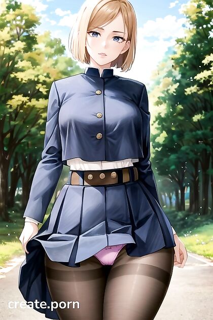 Nobara Kugisaki from Jujutsu Kaisen Shows Off Her Cute Pink Panties in Seductive Hentai AI Image