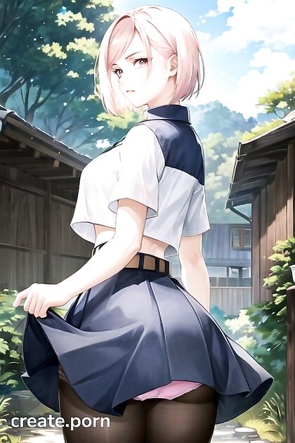 Large-Assed Beauty Shows Off Her Pink Panties in Seductive Hentai AI Image