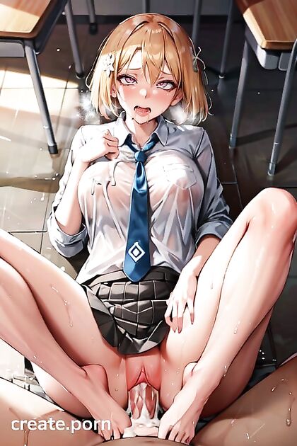 in Uniform Gets Creampied in Missionary Position Hentai AI Image