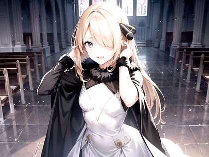 Bridal Beauty with Brown Eyes and Small Breasts Enjoys Hentai Pleasure